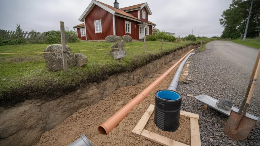 byt vatten och avloppsservis p villatomten schakt l ggdjup tillst nd och kostnad