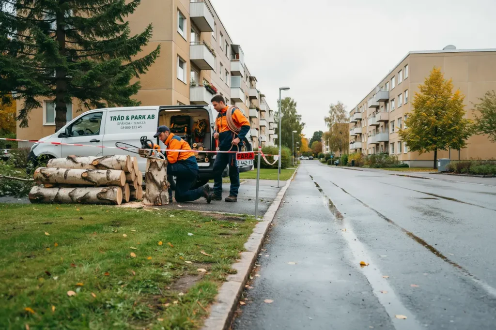 sektionsf llning av risktr d med bortforsling i tensta sp nga